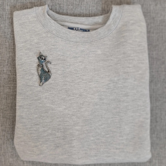 Betsey Johnson Elegant Black Gold Cat Brooch - Picture 6 of 6